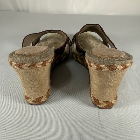 UGG Brown and Cream Shearling Wedges - Picture 5 of 8